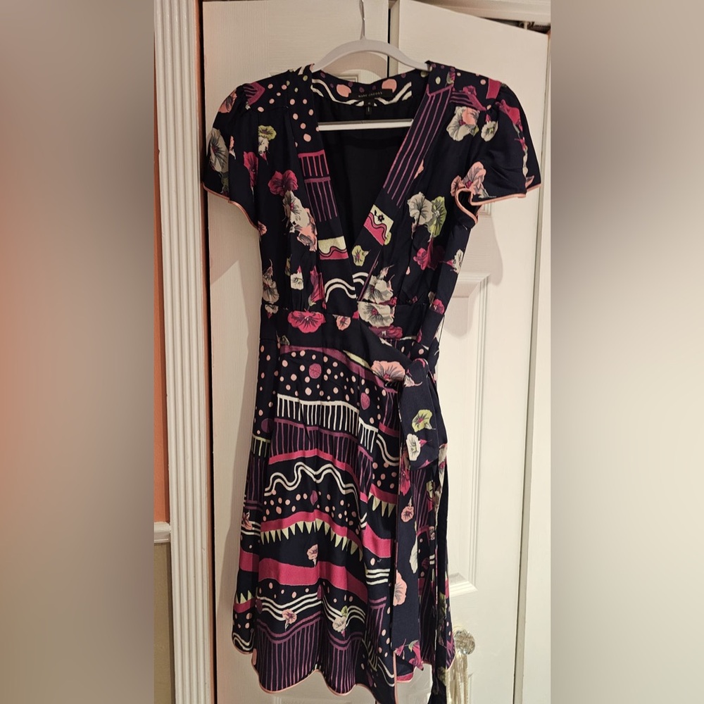 Marc Jacobs Black and Pink Asymmetrical Sundress